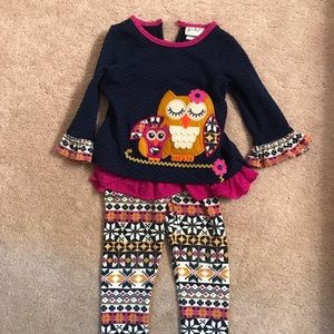 Toddler girl 2T matching owl outfit